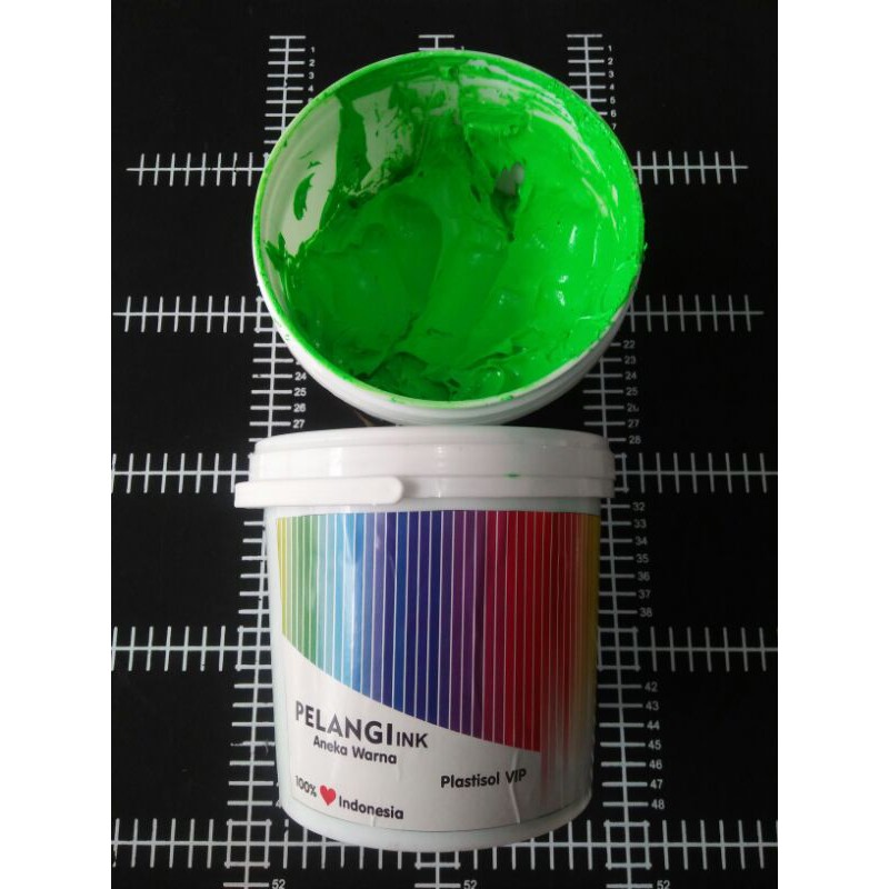 Fluo green 1 kg vip cat tinta sablon plastisol flo hijau utk meja sablon thailand rel portable