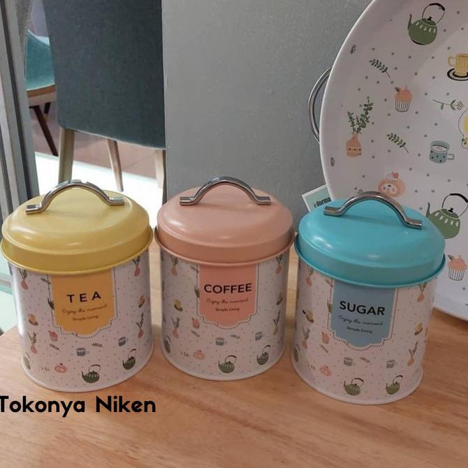 Tempat teh gula kopi set canister tea coffee sugar