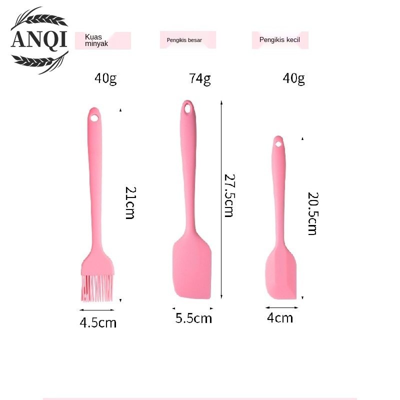 ANQI 1888 Set Spatula Peralatan Masak Sutil Silikon Non Stick Cooking Tools Isi 5 Pcs / VS