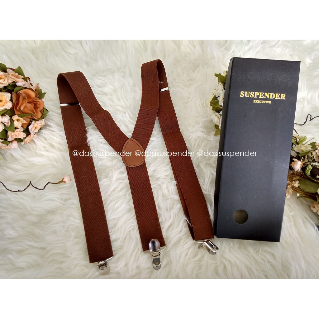 Suspender Pria Dewasa dan Anak Bahan Rubber Premium Warna Lengkap Hitam Merah Krem Biru Coklat