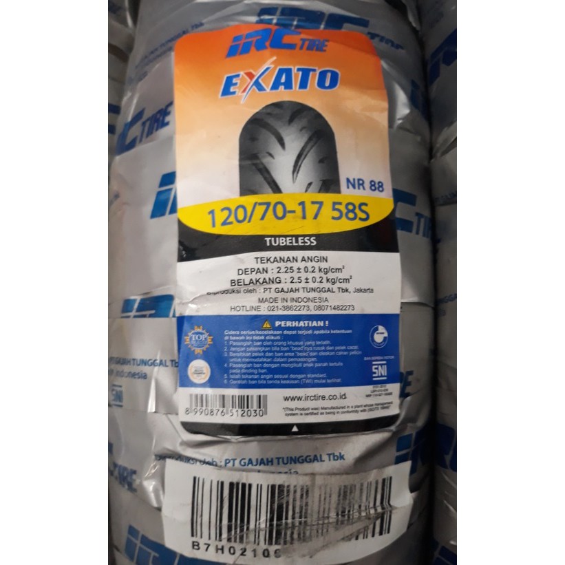 ban luar irc 120/70-17 exato NR88 tubeless