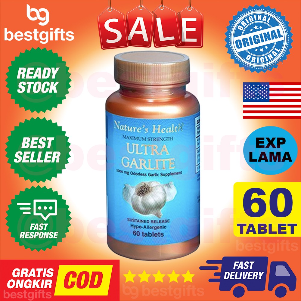 NATURE'S NATURES NATURE HEALTH ULTRA GARLITE GARLIC BAWANG PUTIH ANTIOKSIDAN KOLESTEROL 60 TABLET