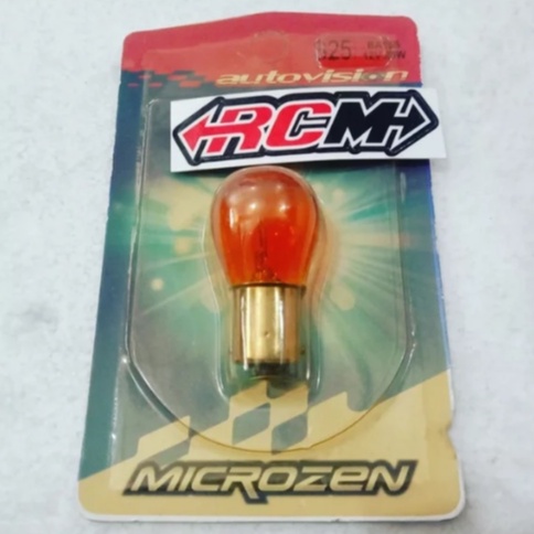 S25 AUTOVISION MICROZEN BOHLAM BOLAM BULB REM SEN SEIN RITING RETING LAMPU MOBIL MOTOR 12V 25W KUNING BKN CAT CELUP