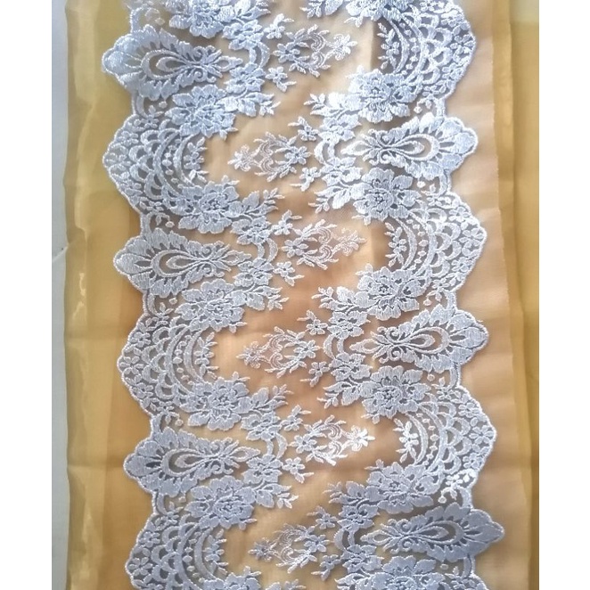 renda bordir brokat tile premium 2 sisi lebar 30 cm (harga per 50 cm)