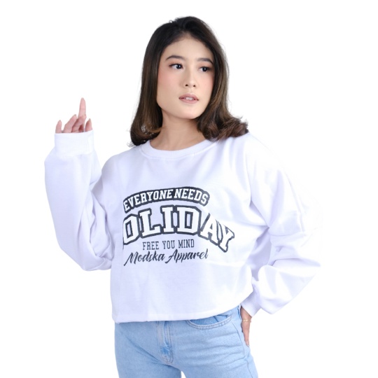 Modska Oversize - Crewneck Crop  Wanita