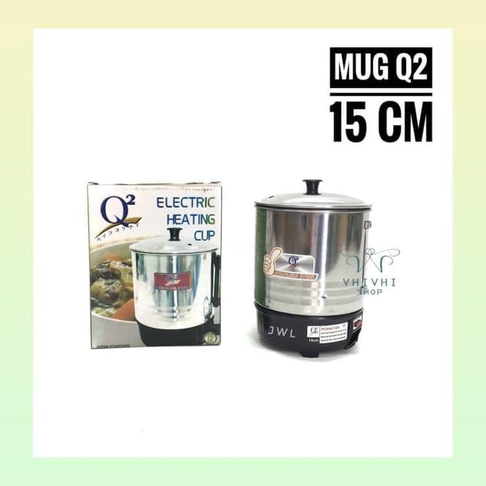 BANTING HARGA  MUG PANCI LISTRIK STAINLESS Q2 15 CM PEMANAS AIR  DS WELCOME