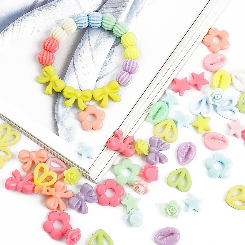 Manik-Manik Akrilik Warna Macaron Untuk Membuat Perhiasan Gelang Kalung Diy