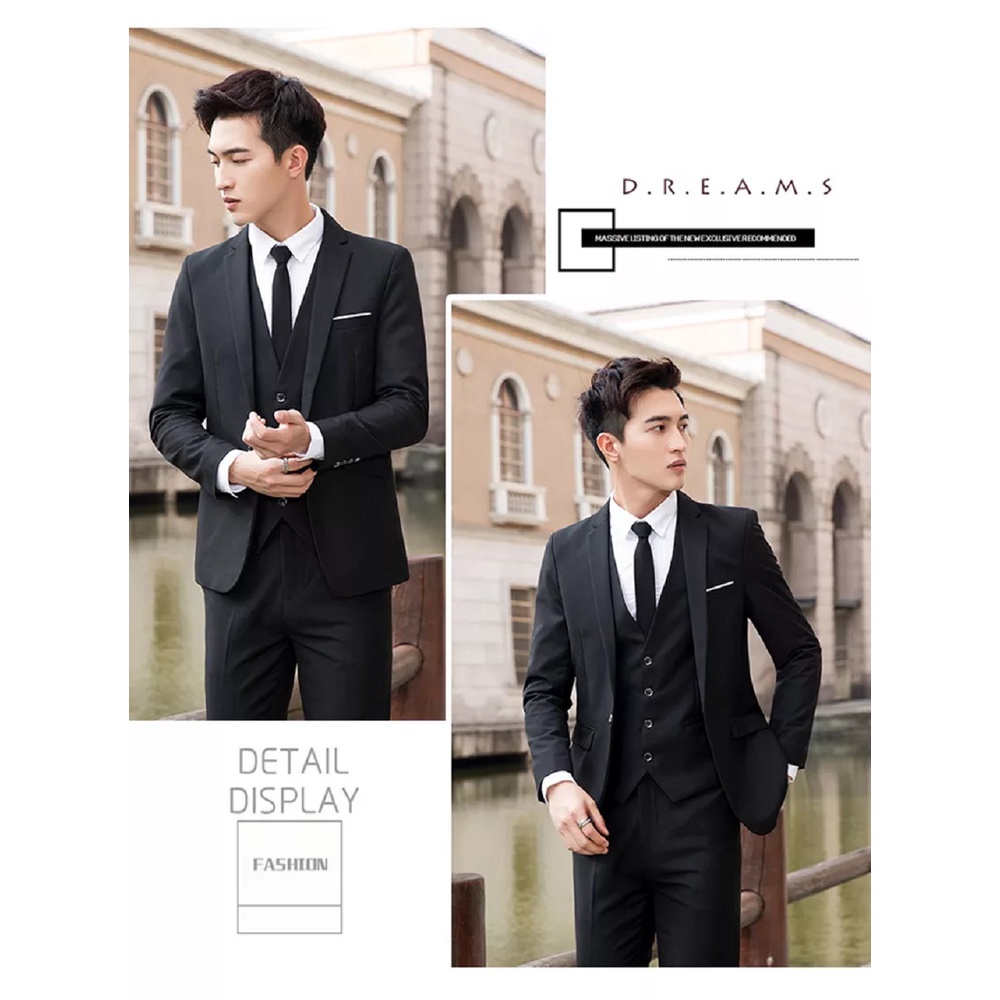 SETELAN JAS NIKAH RESMI FORMAL HITAM PRIA SLIMFIT LENGKAP 5IN1 - FULL BLACK TWIST WHITE LIST ORIGINAL NIKAYU EXCLUSIVE