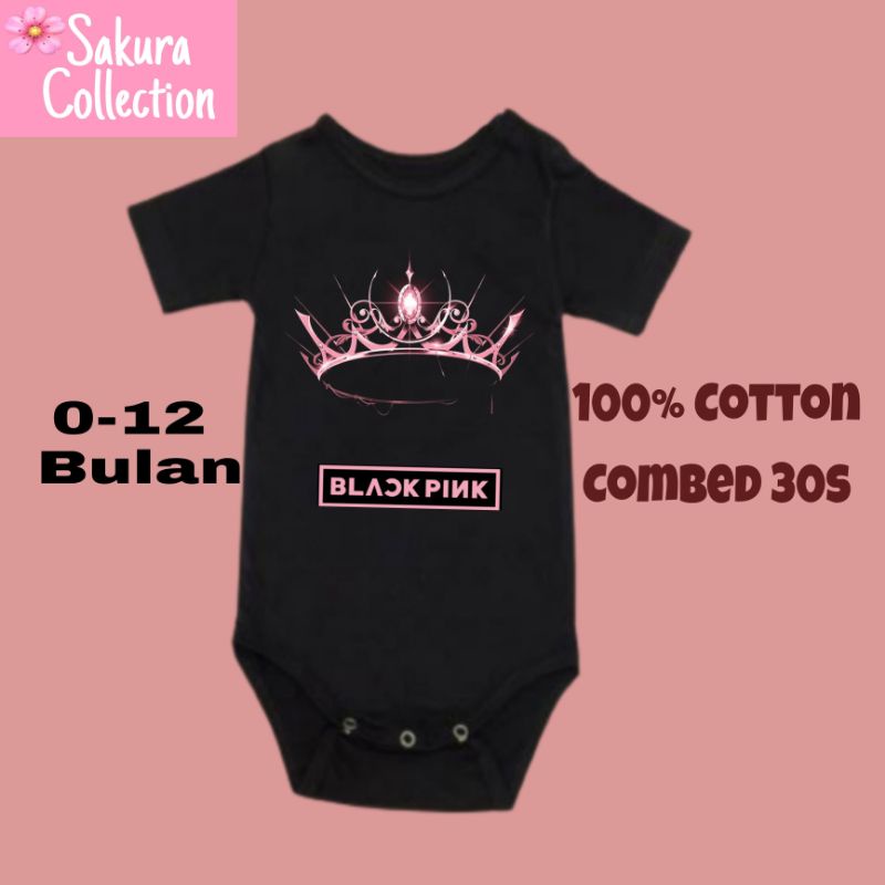 Kaos baju bayi jumper baby kids pendek viral logo BLACKPINK Girl band KPOP usia 0 1 2 3 4 5 6 7 8 9 10 11 12 bulan sampai umur 1 tahun adem jumpsuit babysuit romper bodysuit little anak kecil hitam style laki laki perempuan unisex nyaman lembut