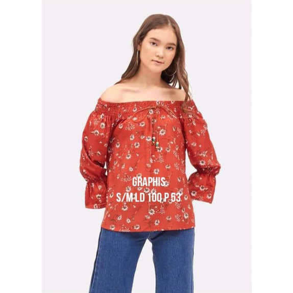 Blus Wanita Sabrina Smoke Graphis