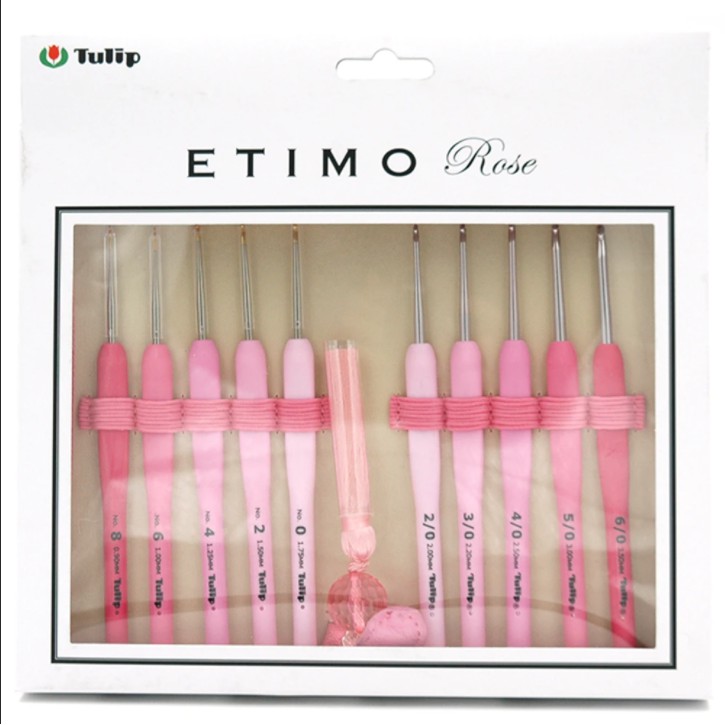 Hakpen - Jarum Rajut - Tulip - Etimo Pink / Rose Lace - set