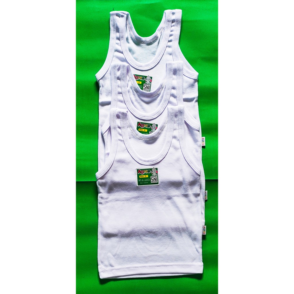 Agree Kids - 3 Pcs Singlet Anak, Kaos Dalaman Anak ( Putih ) // Size S, M, L, XL ~ Sahabi.