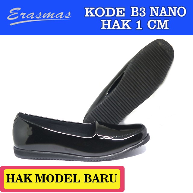 Sepatu Hamil Flat Shoes Hitam B3 ERASMAS HAK 1 cm PDH Persit Bhayangkari PNS Dishub Formal