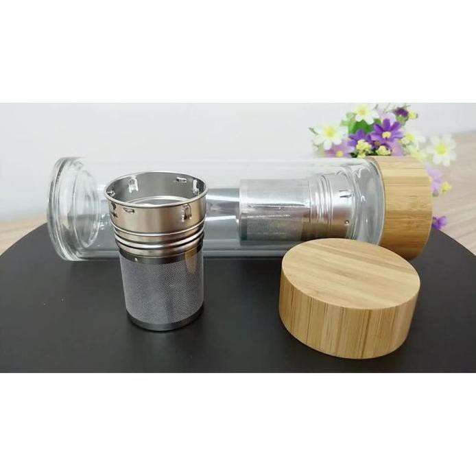 terjangkau BOTOL MINUM TEA INFUSER BOTTLE DOUBLE WALL INFUSER BOTTLE BAMBOO dijamin awet