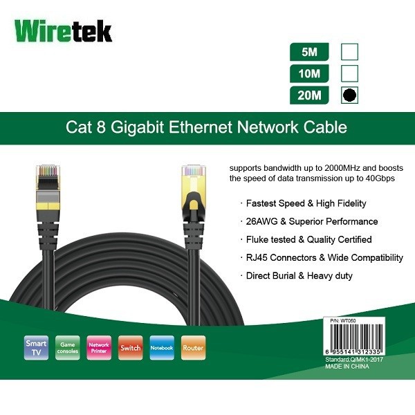 Kabel LAN 20Meter Cat 8 Gigabit Ethernet Network