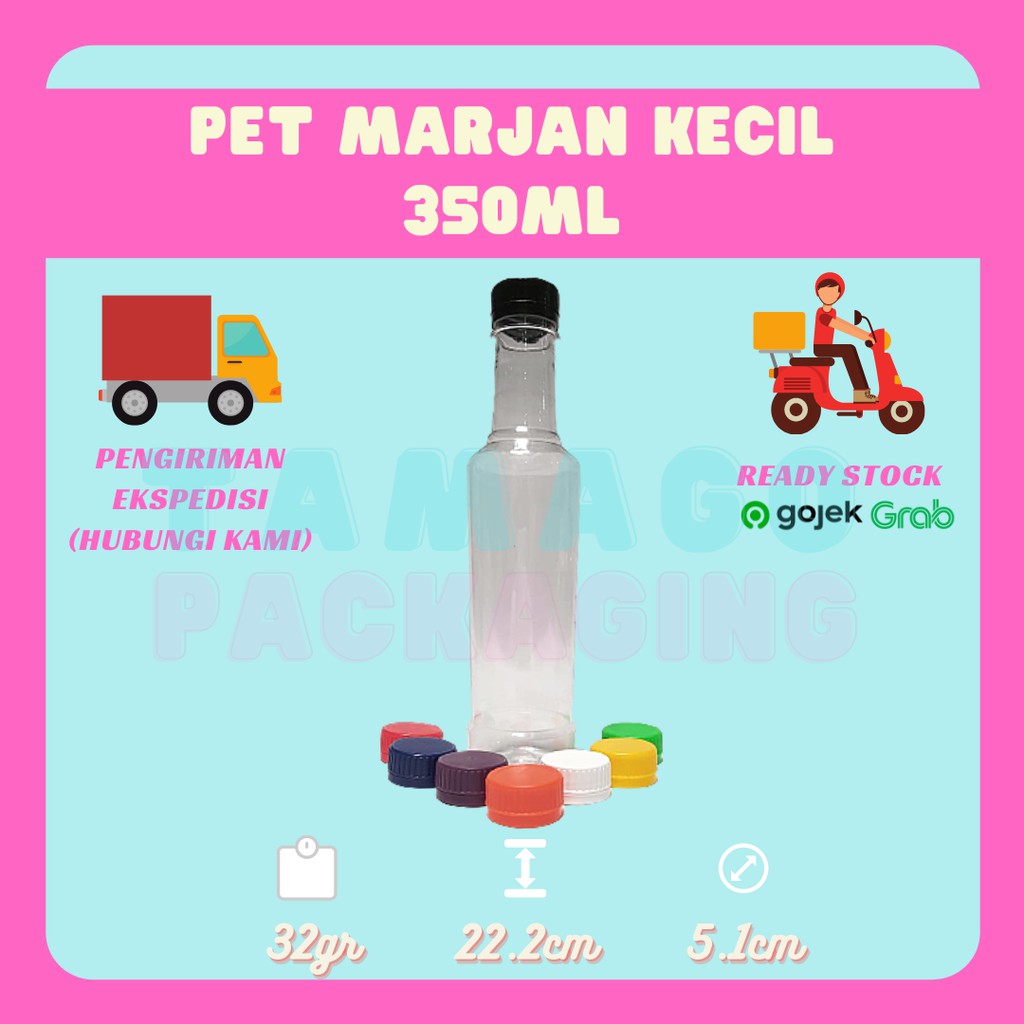 Botol Plastik Marjan Kecil 350ml PET (MINIMUM 10PCS)