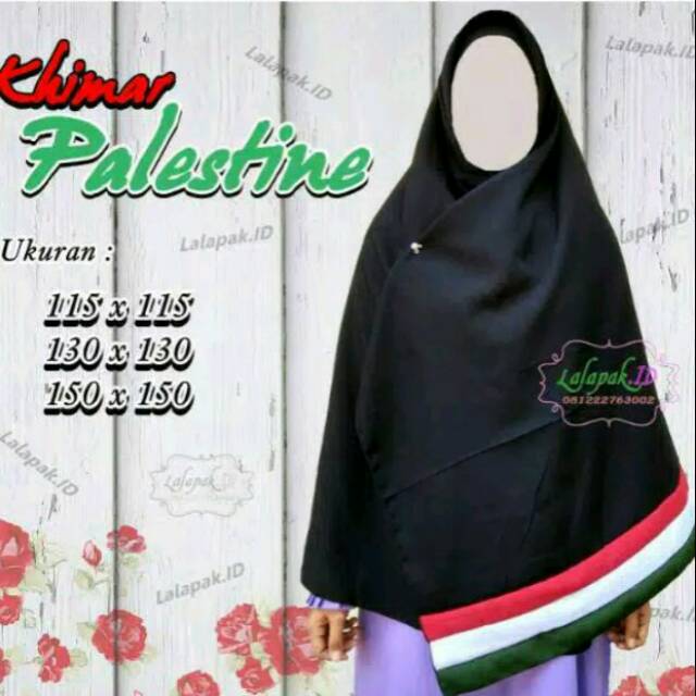 Jilbab syar'i segiempat palestina satu sisi 130x130cm