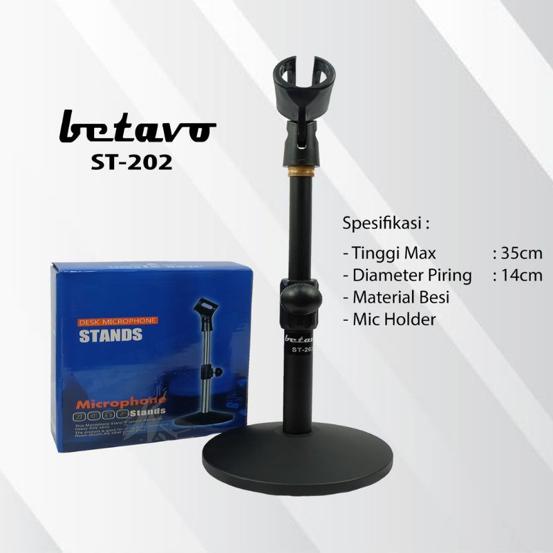 STAND MIC BETAVO ST-202 STAND MIKROFON STANDING MICROPHONE BESI KAKI BULAT HOLDER STAND MEJA MIC