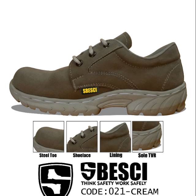 Sepatu Safety Ujung Besi SBESCI Type Code 021 Cream Low Model