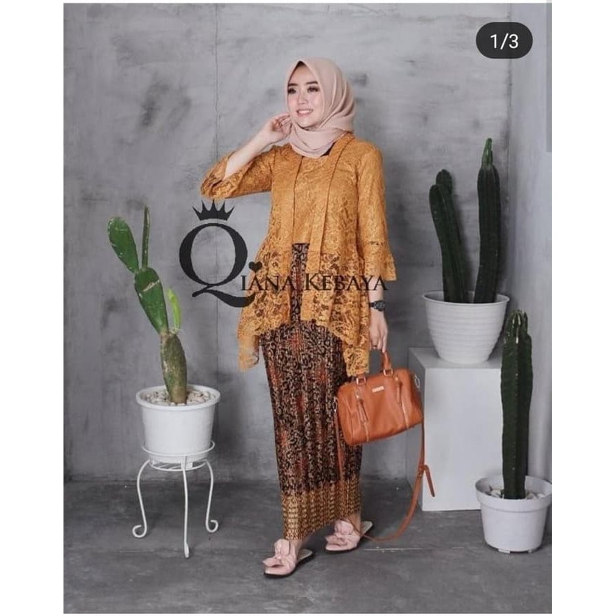 set kebaya brukat kutubaru qiana berkualitas