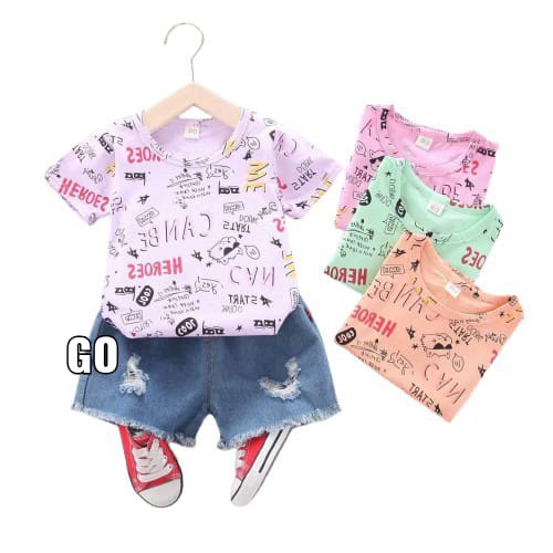 gos SET JEANS START UP 003 EBV Bayi Baju Anak Perempuan 1-4 tahun