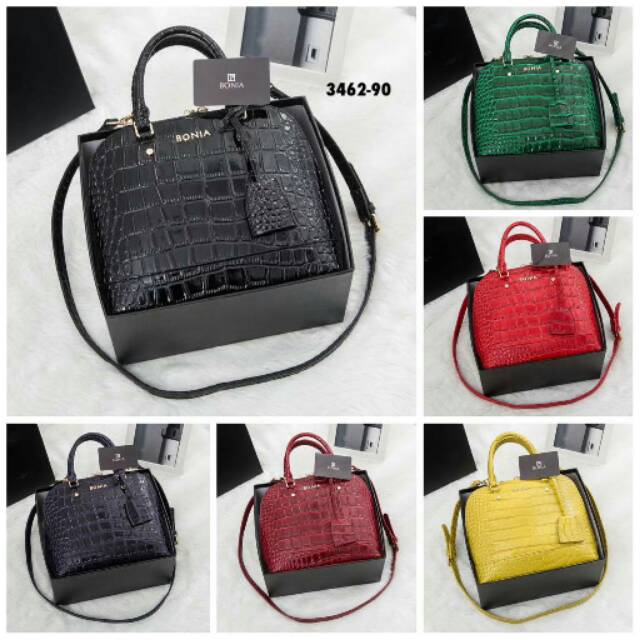 Tas Import BONIA Croc Alma 3462-90 Gold HDW with Box Tas Grosir Batam