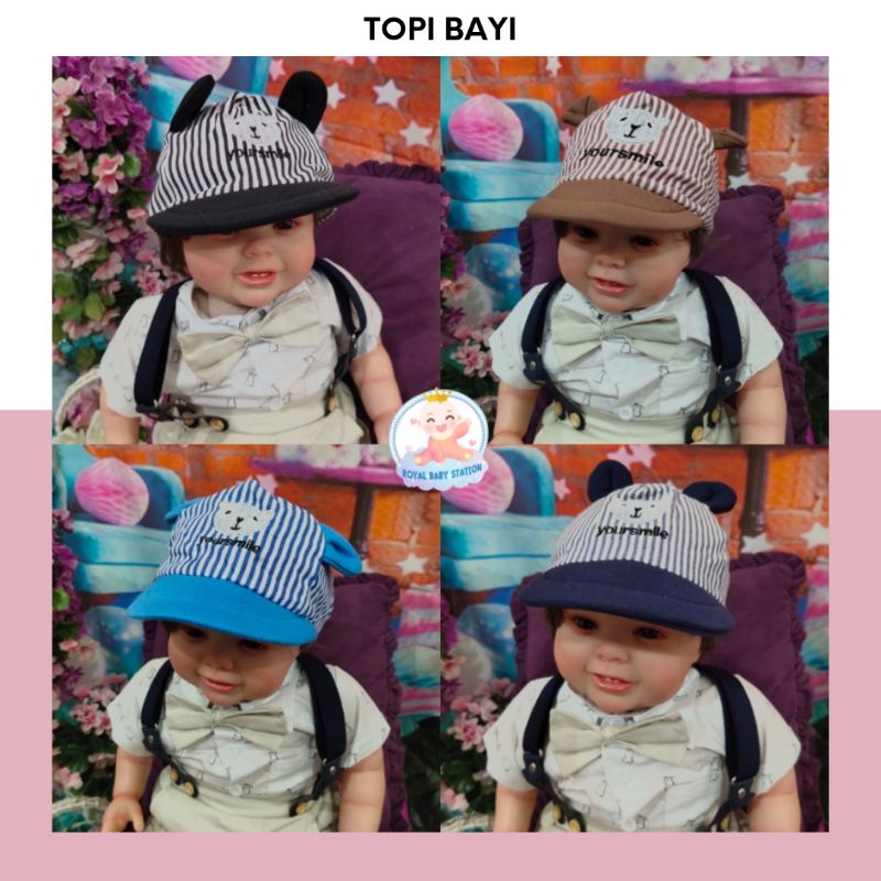 Topi Bayi Anak Your Smile Cowok Boy Kotak2 Garis Lucu