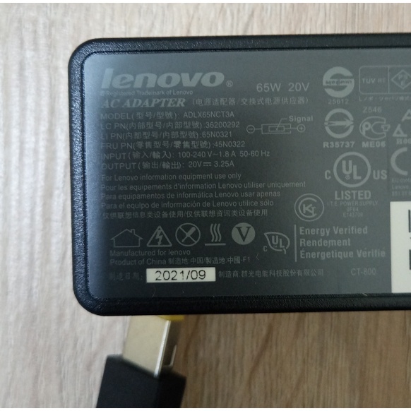 Adaptor Charger Laptop Lenovo Thinkpad T470 T460 T450 T440 20v 3.25A