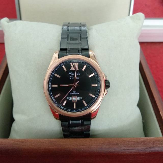 Alexandre Christie AC 8473LD Cewek Rantai Hitam Gold