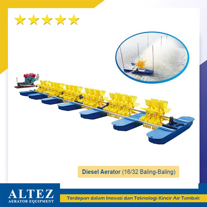 Kincir Air Tambak Tanpa Listrik | Diesel Aerator (16/32 Baling-Baling)