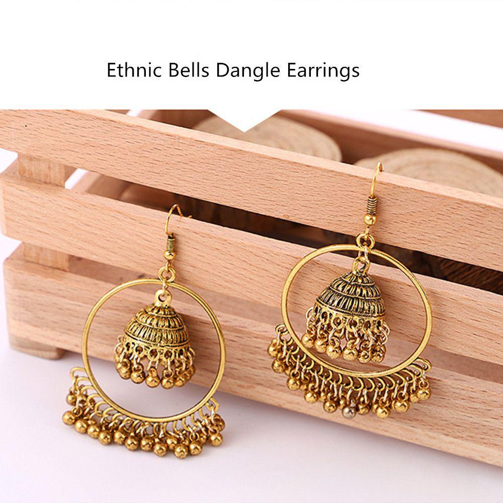 Preva Anting Juntai Bulat Perhiasan India Turki Drop Earrings Dengan Jumbai