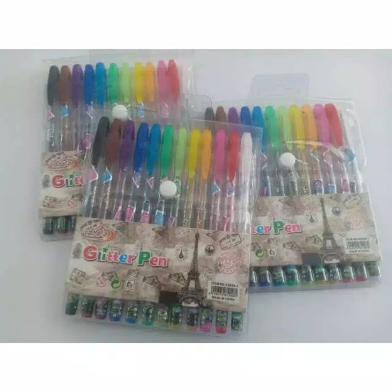 

Pulpen Gel Glitter Esco ES-056 12 Warna