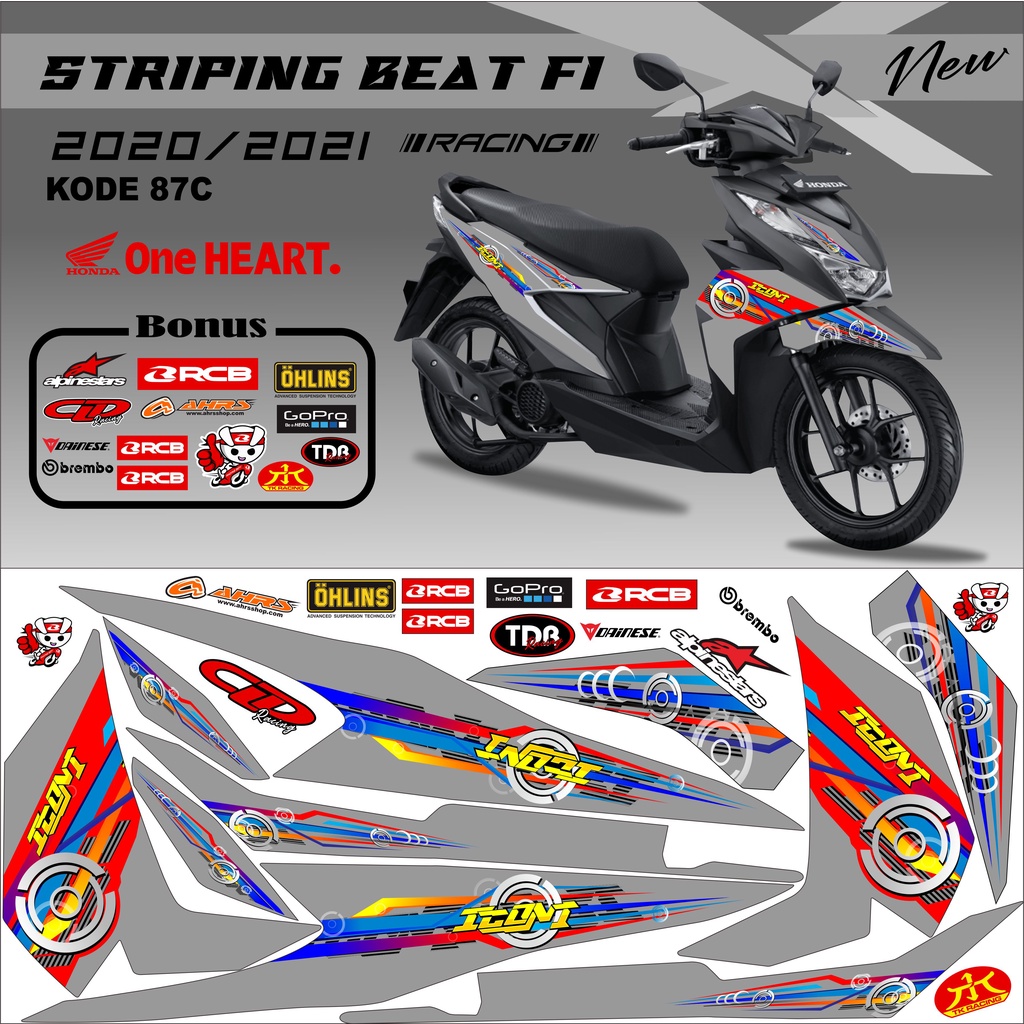 Striping Beat 2021 Variasi Stiker Motor Beat Kode 87