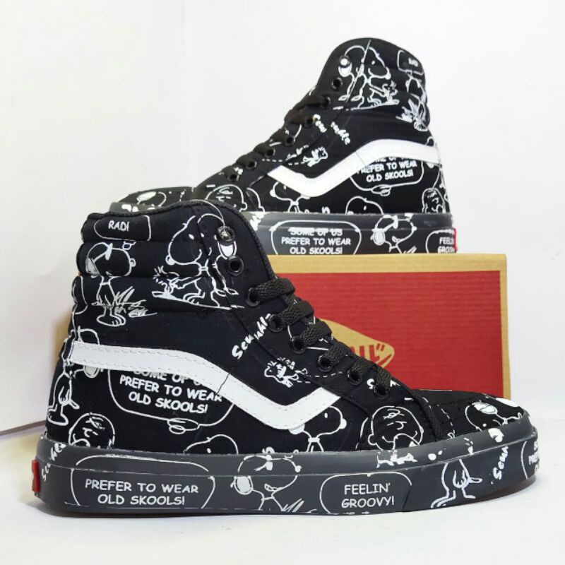 Sepatu Vans Motif Snoppy Tinggi/ Sneakers Vans/ Sepatu Vans Made in Vietnam Sol DT/ Sepatu Unisex