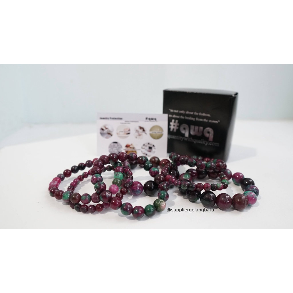 gelang batu tanzania red green ruby batu alam akik serat pria wanita