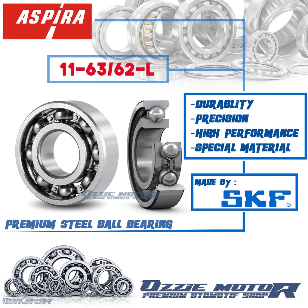 BEARING ASPIRA SKF 11-63/22-L (OPEN TYPE) LAHER KRUK AS KIRI HONDA BEBEK