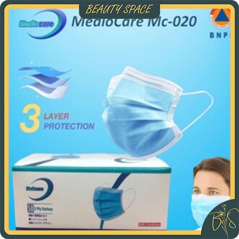 BEAUTY SPACE - MASKER 3 PLAY - FACEMASK IZIN BNPB ORIGINAL 50PCS (KOTAK MASKER RANDOM)