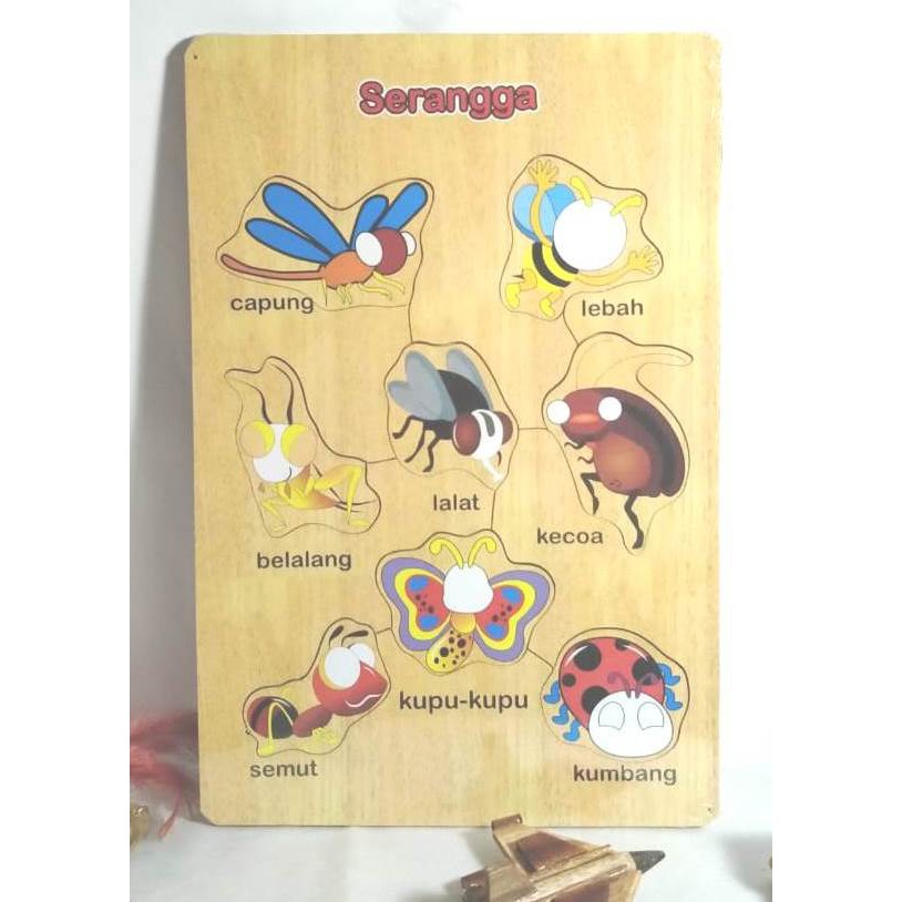 PUZZLE KAYU / MAINAN EDUKASI / PUZZLE GAMBAR BINATANG SERANGGA. Riens Collections