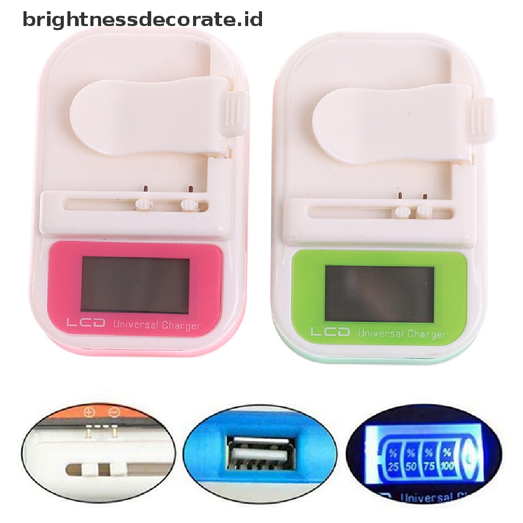 (Birth) Charger Baterai Handphone Universal Dengan Layar Lcd Indikator + Port Usb