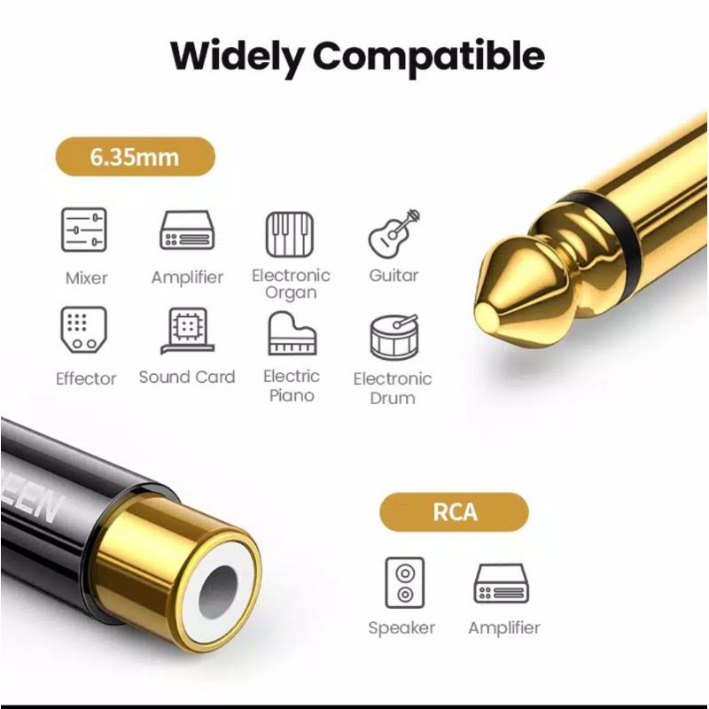 Ugreen Rca to 6.5mm 6.35mm - Ugreen 6.5mm 6.35mm Male to RCA Female