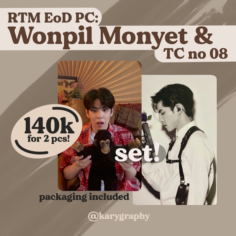 [2 Pcs] Wonpil RTM Album PC and Trading Card no 8 - EoD Right Through Me Photocard TC MD - Wonpil Mo