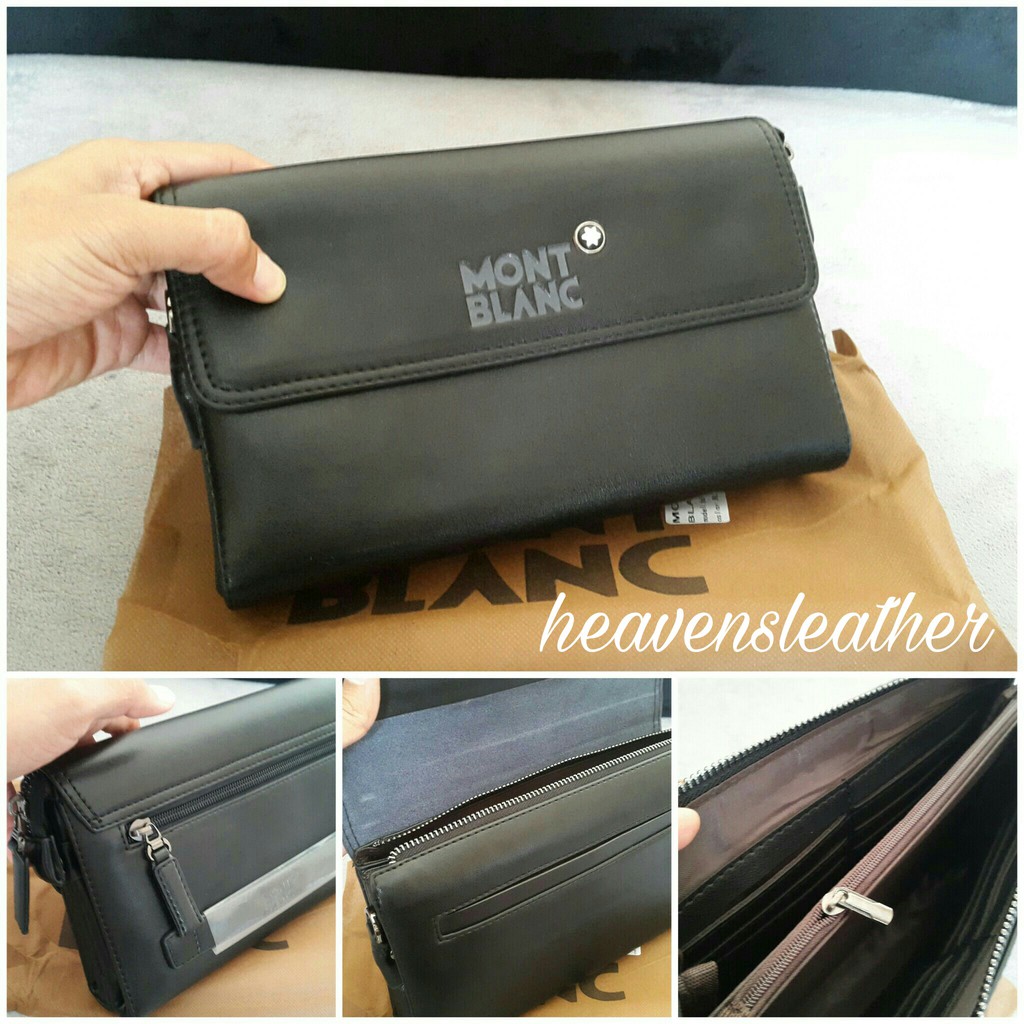 DOMPET CLUTCH HAND BAG KULIT PRIA IMPORT MONTBLANC HITAM KODE 6609
