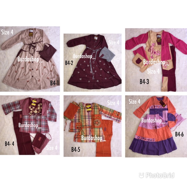  BAJU  MUSLIM ANAK DANNIS PEREMPUAN  SIZE 4 BAJU  LEBARAN  