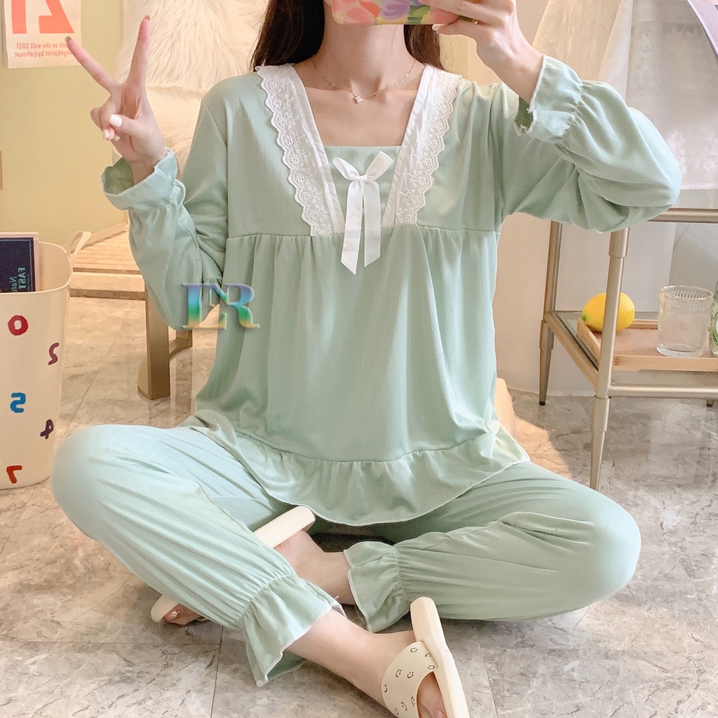 BAJU TIDUR WANITA LENGAN PANJANG CELANA PANJANG PIYAMA IMPORT PAJAMAS FIT TO SIZE M L XL XXL