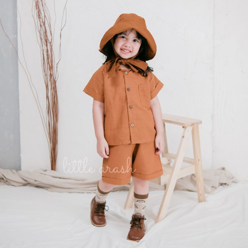 Domikado | Danish Set Pants | Setelan linen anak | Setelan safari