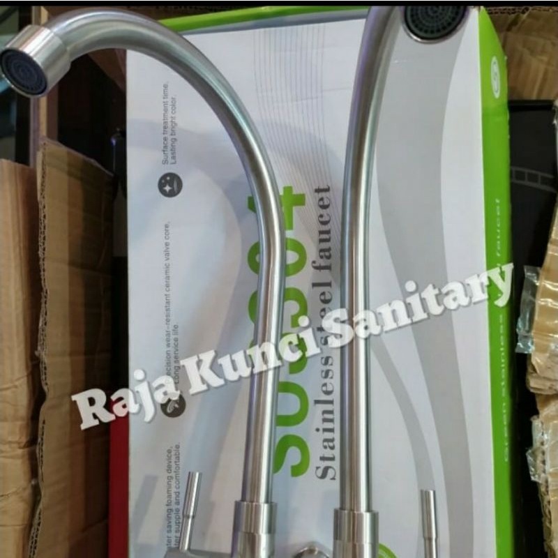 Kran Kitchen Sink Double Kaku/Kran Cuci Piring Double Stainless SUS 304