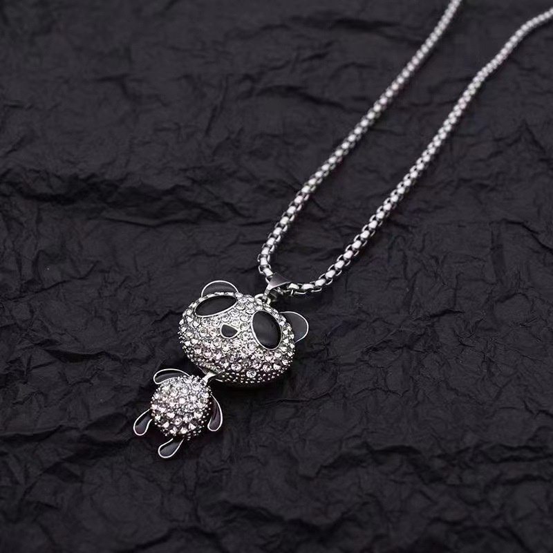 Kualitas Tinggi Stainless Steel Fashion Gaya Sederhana Kalung Wanita Baru Trendi Kecil Yang Lucu Panda Hip Hop Liontin N-22060