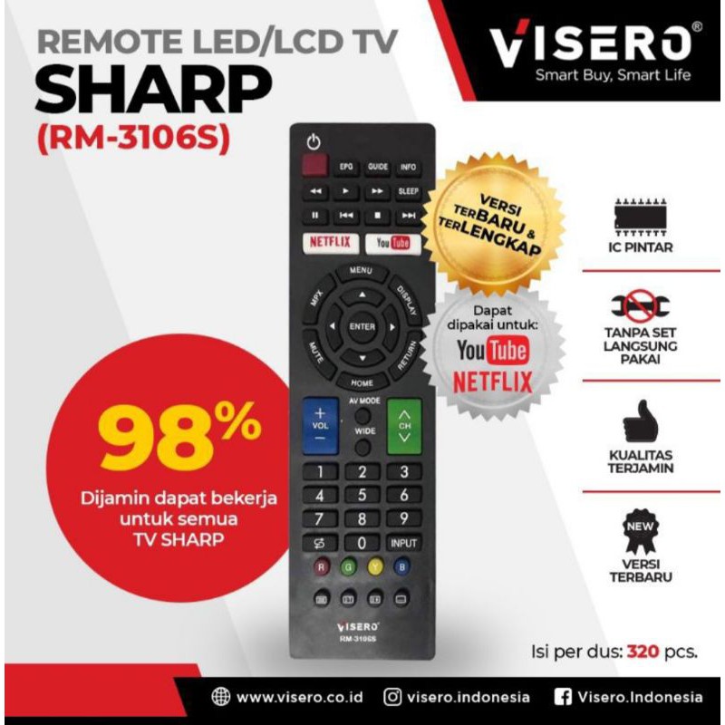 Remote TV LED LCD Visero berbagai merk TV