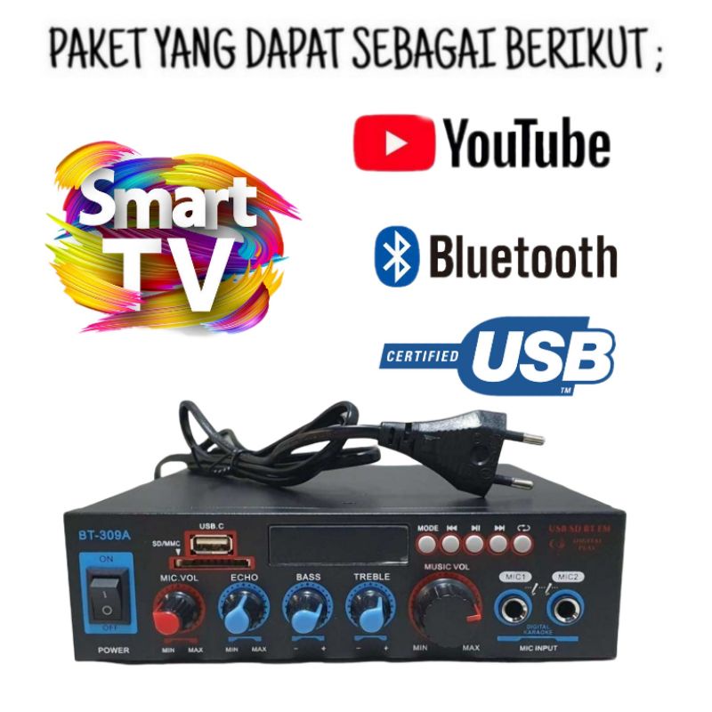 Paket Sound 3R Stereo 4 Inch 4 Titik Speaker Ampli Bluetooth Smart Tv Pakai Di Cafe, Restoran Dll..!!