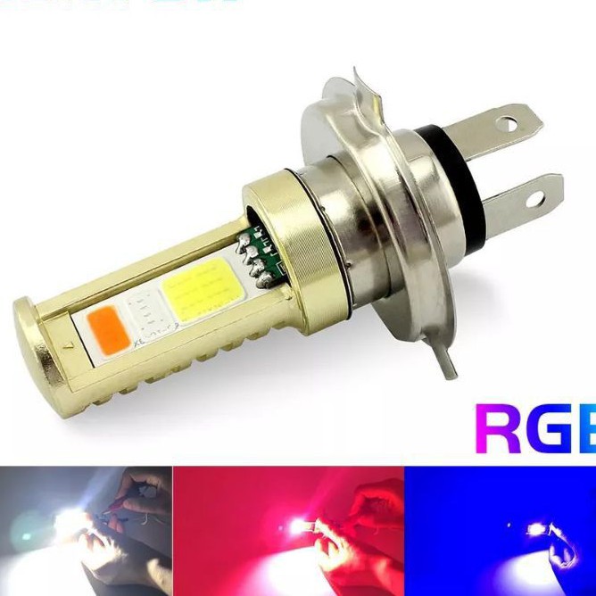 Lampu Depan Motor Led Bisa Strobo 3Warna H4 H6